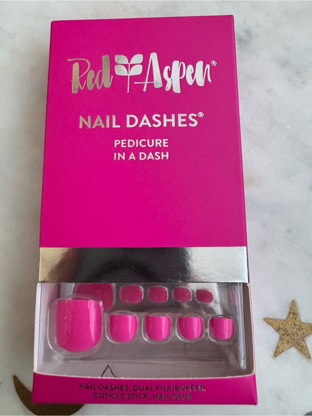 Red Aspen Pink Nail Dashes Pedicure Set